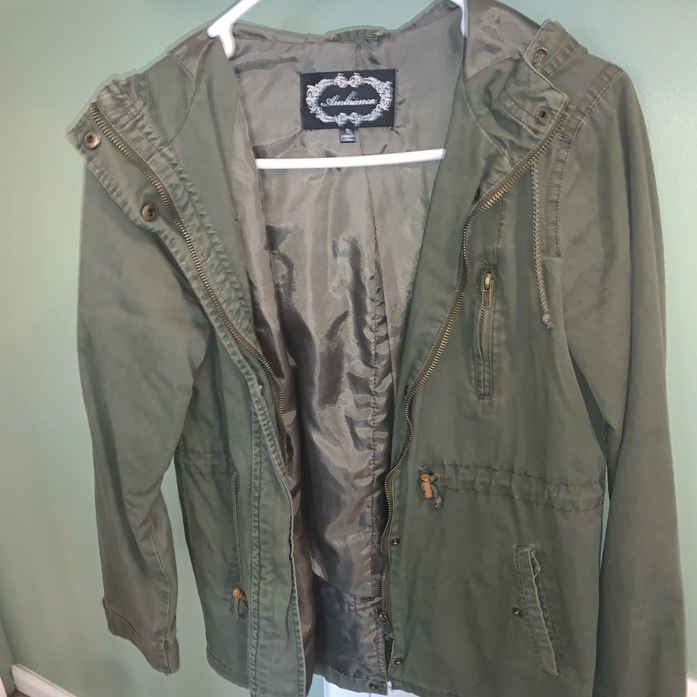 Ambiance green overcoat, size small.